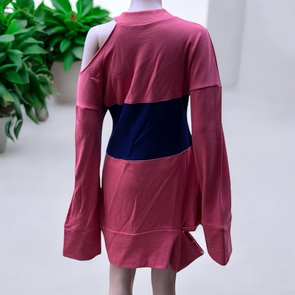 JIOH Colorblock Corset Split Joint Panelled Wide Sleeves Sweatshirt Dress - Picture 13 of 16